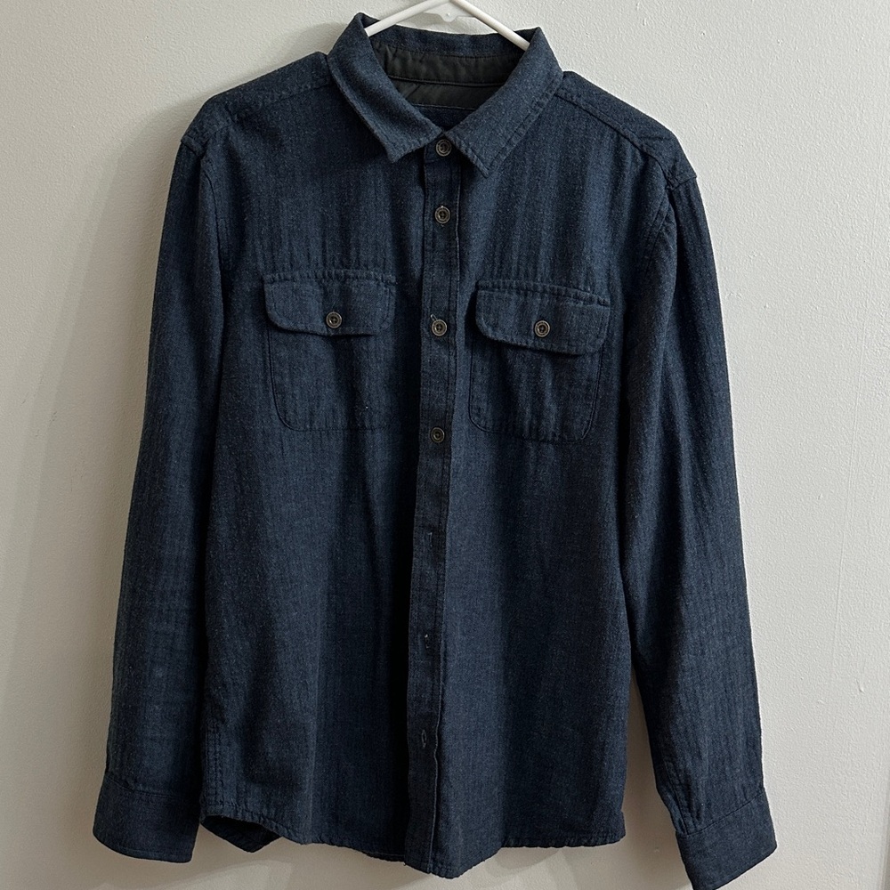 Dark Blue Prana Flannel Button-Up Shirt